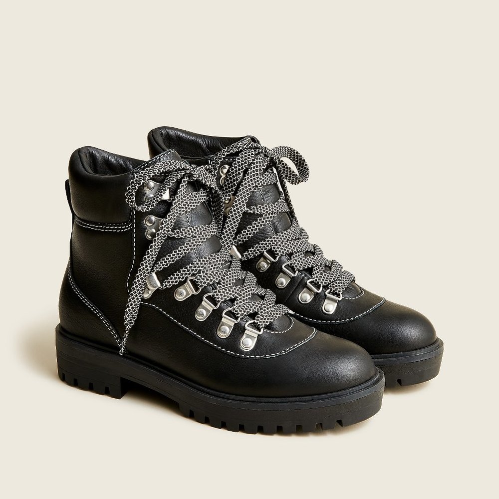 J. Crew Lightweight leather Nordic boots Black 10